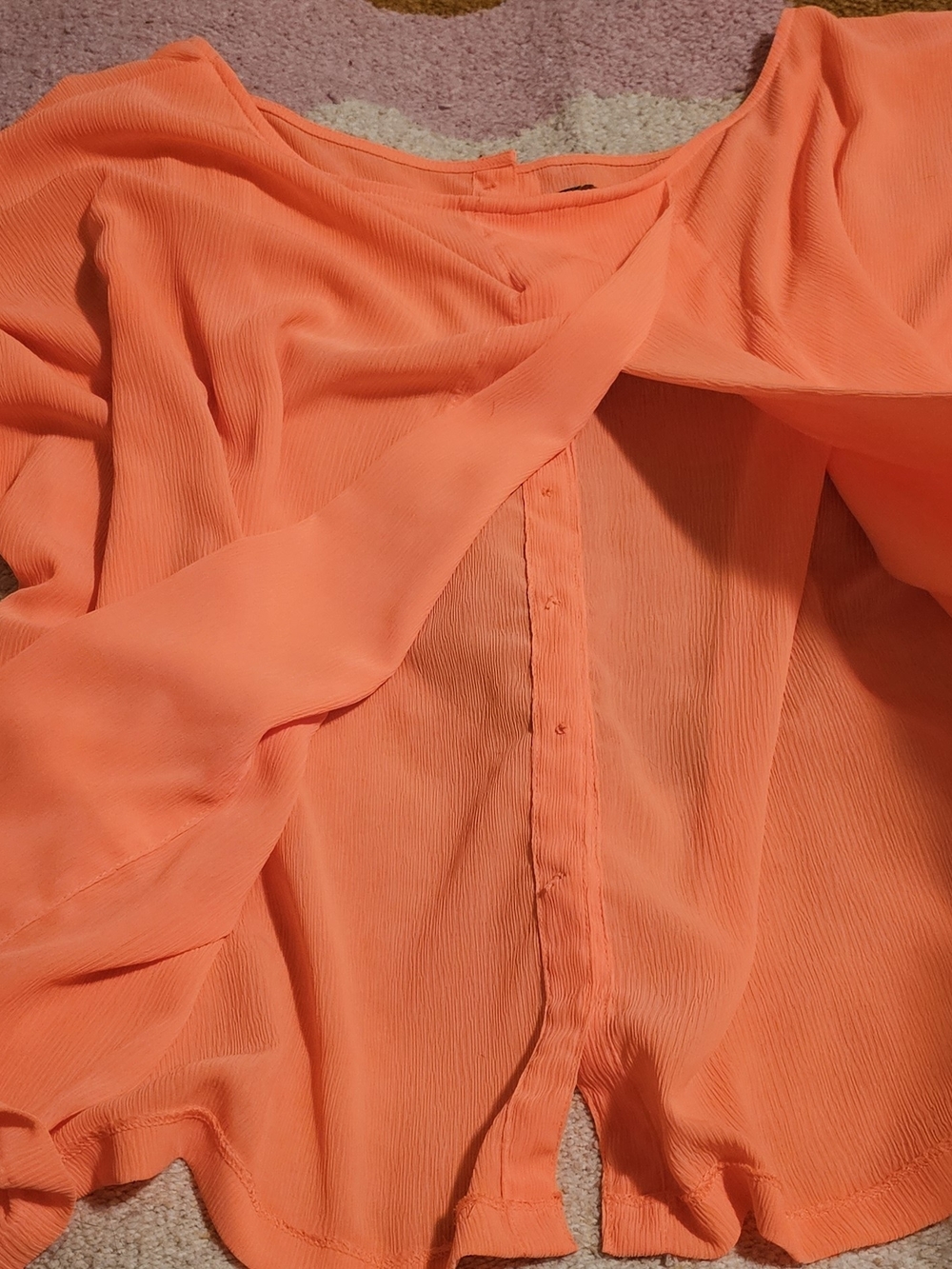 BB Dakota Coral-Orange Button Front Blouse - Picture 4 of 9